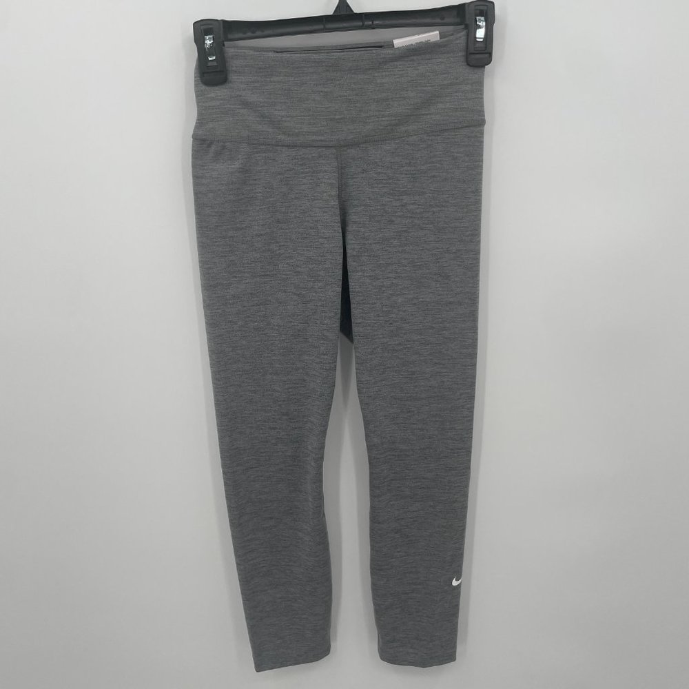 Nike One Women's Dri Fit Crop Length Leggings Grey Size XS - Picture 2 of 7